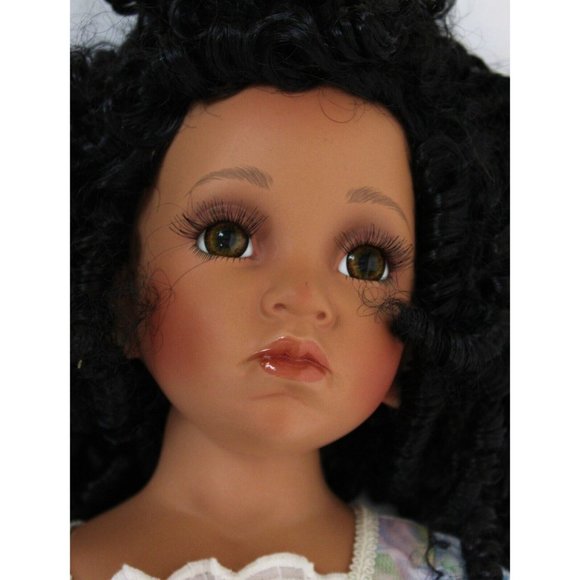 Paradise Galleries Donna Rubert Porcelain 24'' Doll Black Kaylee Porcelain Cloth - Picture 2 of 6